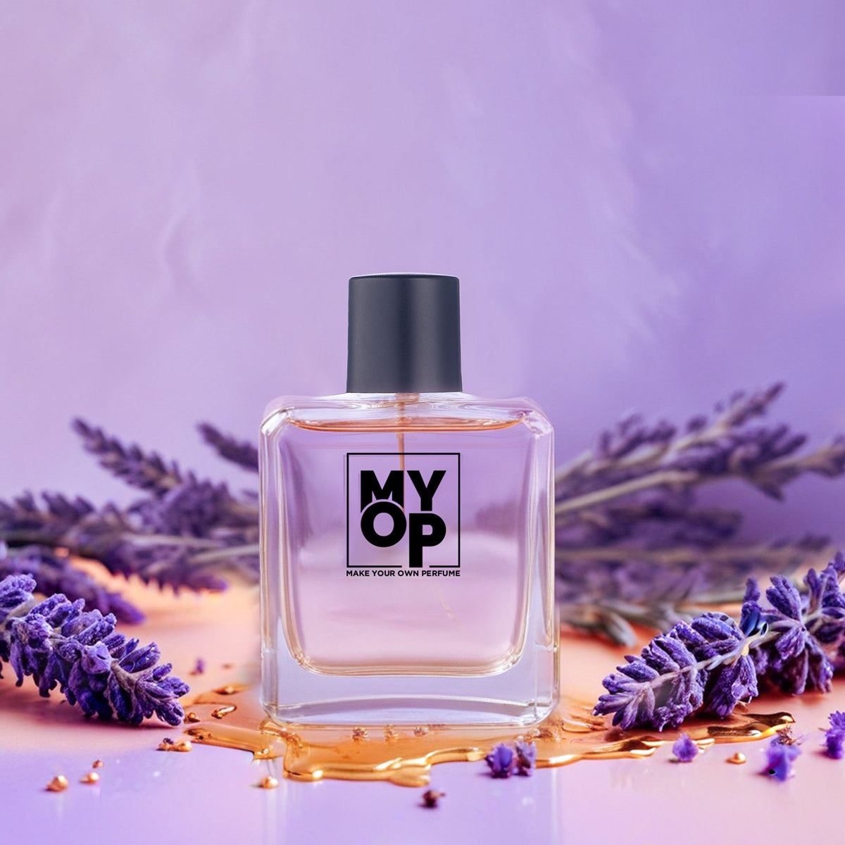 MYOP Valentine luxury perfume: a long-lasting floral fragrance for women featuring fresh lavender notes in a signature glass bottle.
